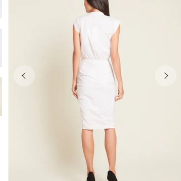 Veronica Beard White Ruched Shirtdress Size 6 - Picture 3 of 5